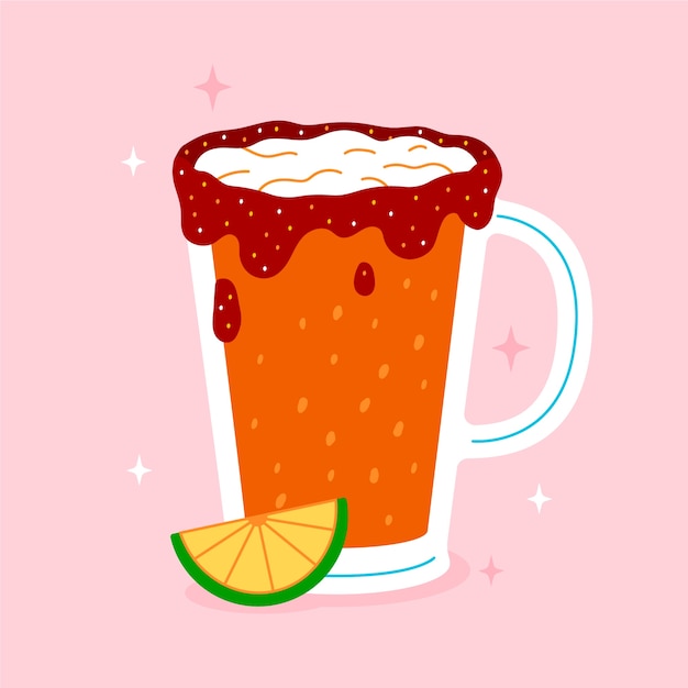 Vector dibujado a mano ilustración de michelada