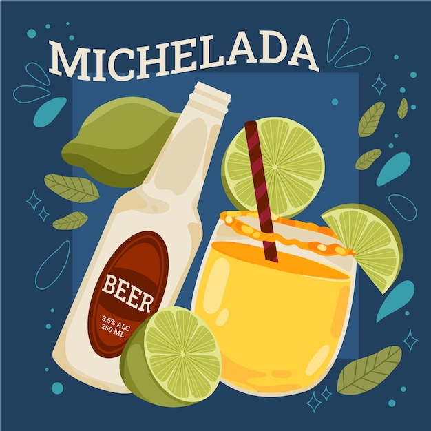 Vector dibujado a mano ilustración de michelada