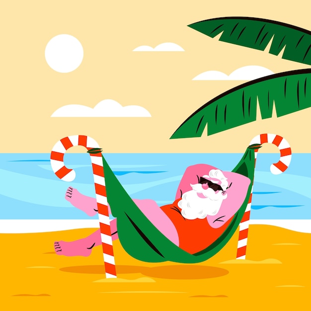 Vector dibujado a mano ilustración de navidad de verano plano