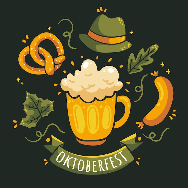 Vector dibujado a mano ilustración de oktoberfest