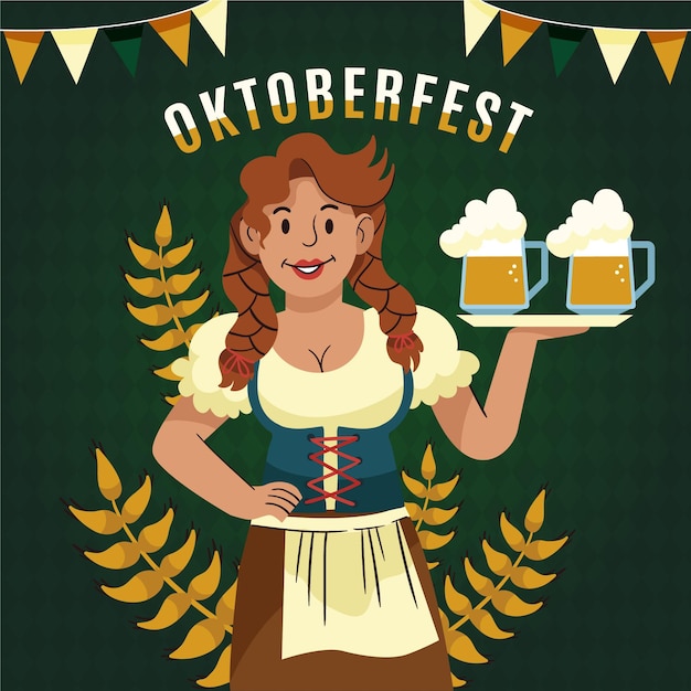 Vector dibujado a mano ilustración de oktoberfest