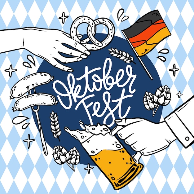 Dibujado a mano ilustración de oktoberfest