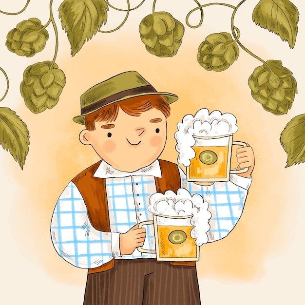 Vector dibujado a mano ilustración oktoberfest