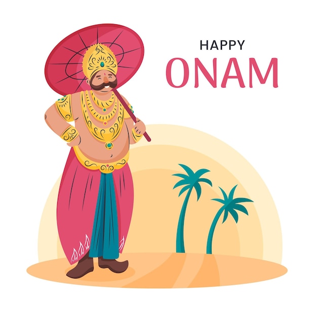 Dibujado a mano ilustración de onam indio