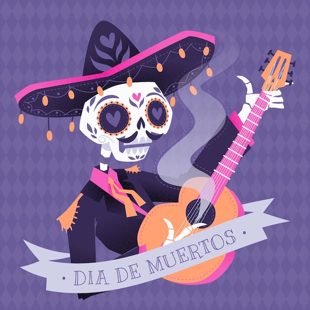 Vector dibujado a mano ilustración plana dia de muertos