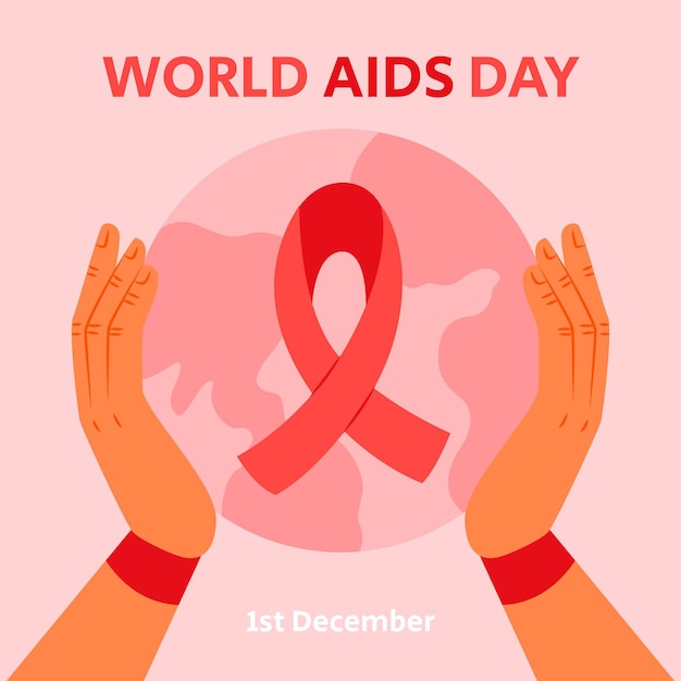 Dibujado a mano ilustración plana del día mundial del sida