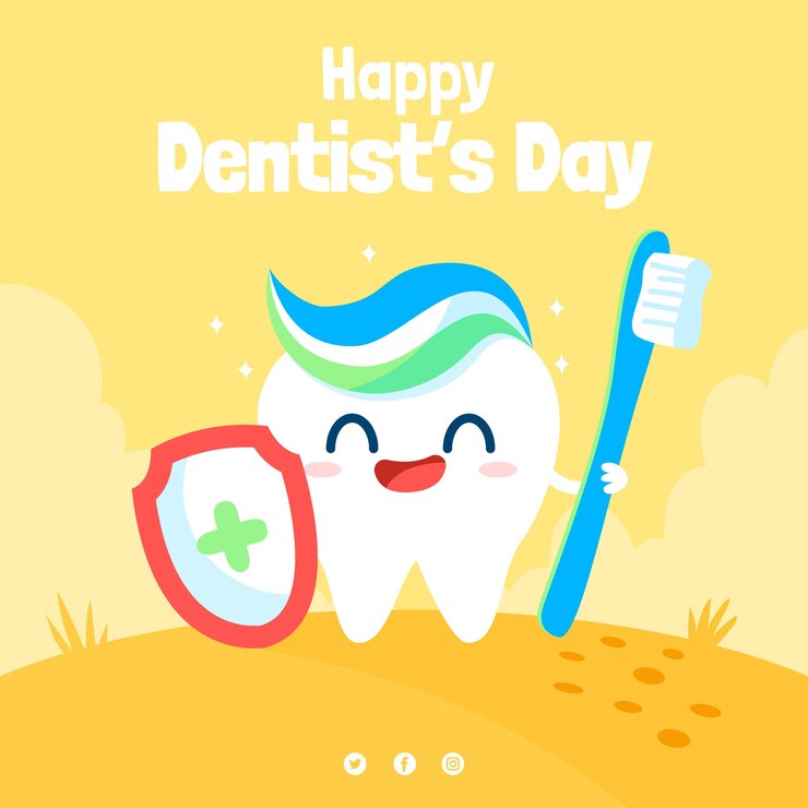 Dibujado a mano Ilustración plana del día nacional de los dentistas