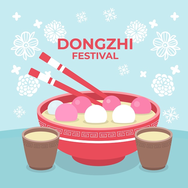 Dibujado a mano ilustración plana festival dongzhi