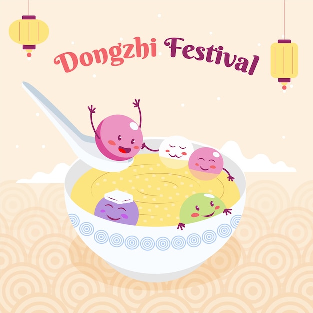 Dibujado a mano ilustración plana festival dongzhi