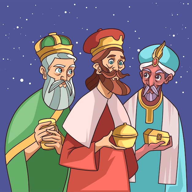 Dibujado a mano ilustración de reyes magos