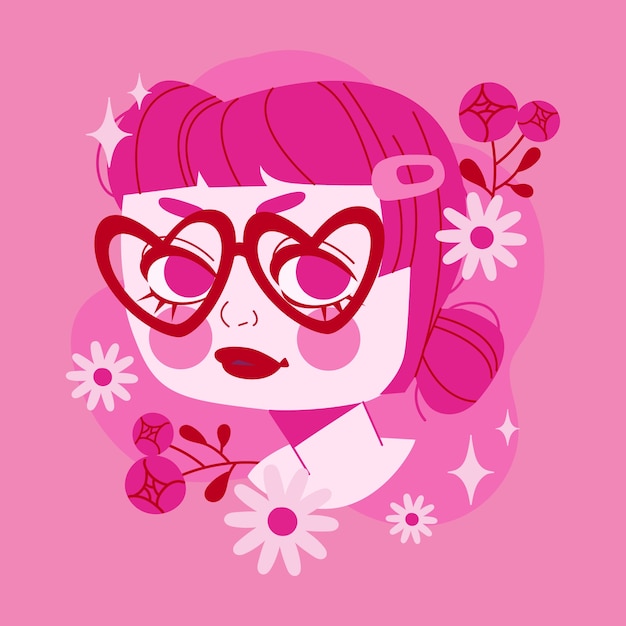 Vector dibujado a mano ilustración rosa fuerte