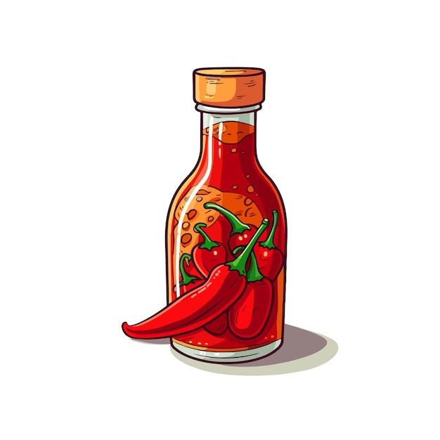 Vector dibujado a mano ilustración de salsa de chile de dibujos animados