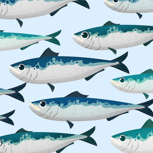 Dibujado a mano ilustración de sardina