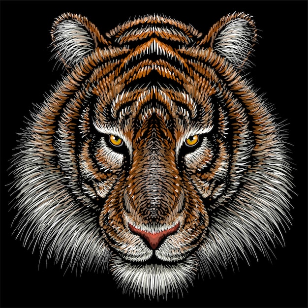 Dibujado a mano ilustración en tiza estilo tigre