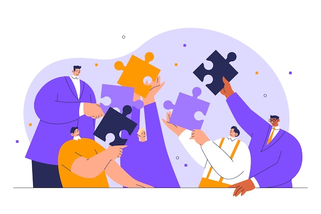 Dibujado a mano ilustración de trabajo en equipo