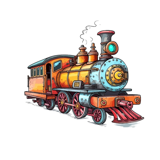 dibujado a mano ilustración de tren de dibujos animados