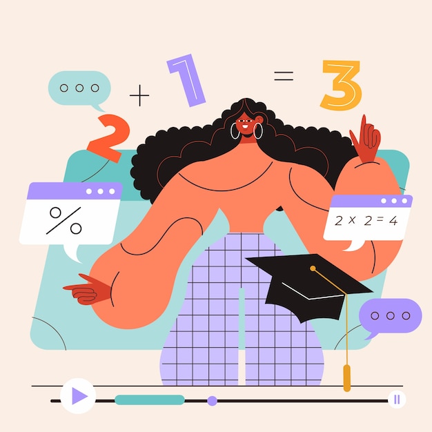 Dibujado a mano ilustración de tutor en línea