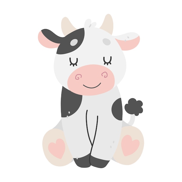 dibujado a mano ilustración con vaca linda