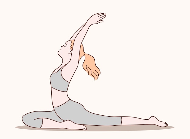 Vector dibujado a mano ilustración de vector de yoga mujer