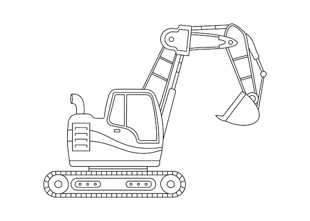 Dibujado a mano ilustración vectorial color niños construcción mini excavadora