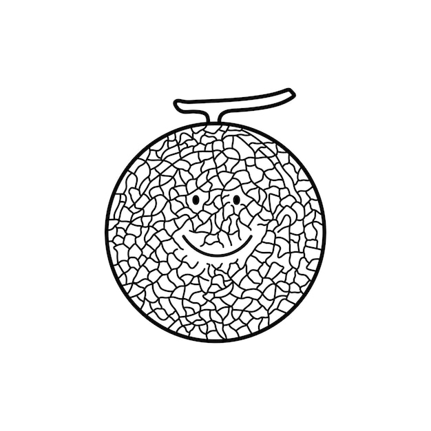 Dibujado a mano Ilustración vectorial de color niños lindos sonrientes fruta melón clipart