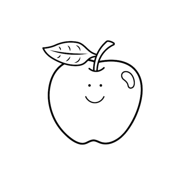 Dibujado a mano Ilustración vectorial de color niños sonriendo fruta manzana clipart