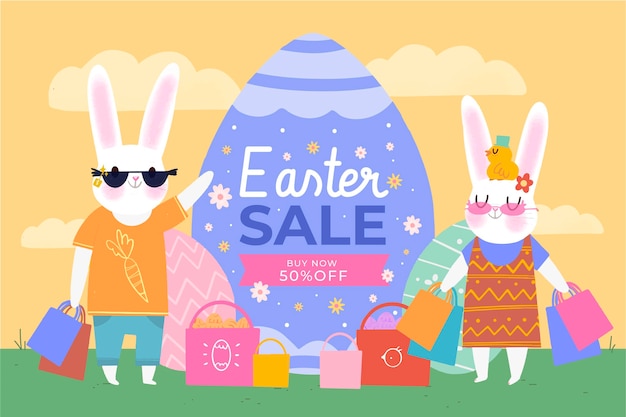 Dibujado a mano ilustración de venta de pascua