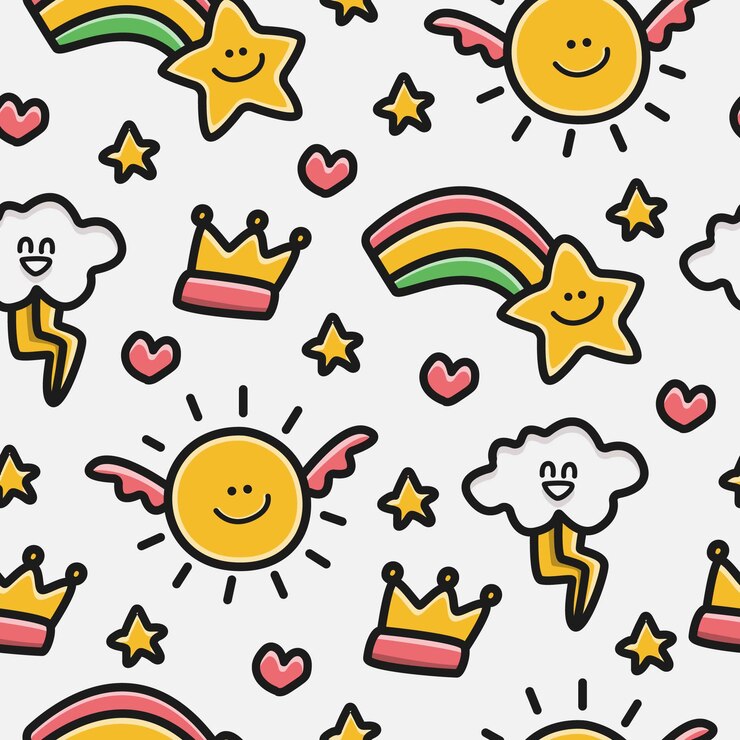 dibujado a mano kawaii doodle patrón de dibujos animados