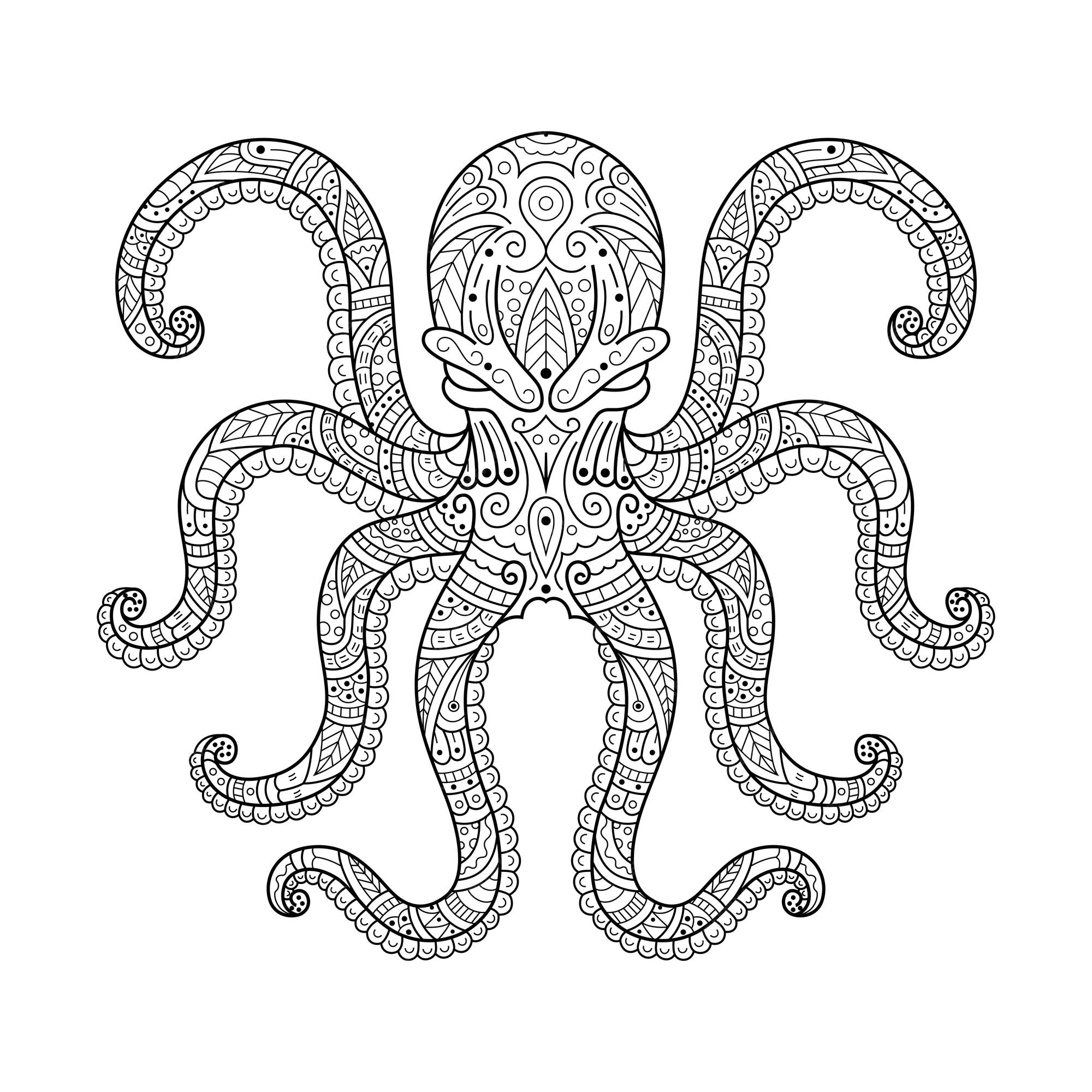 Dibujado a mano de kraken en estilo zentangle | Vector Premium