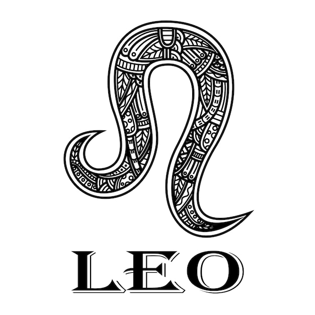 Dibujado a mano de leo en estilo zentangle