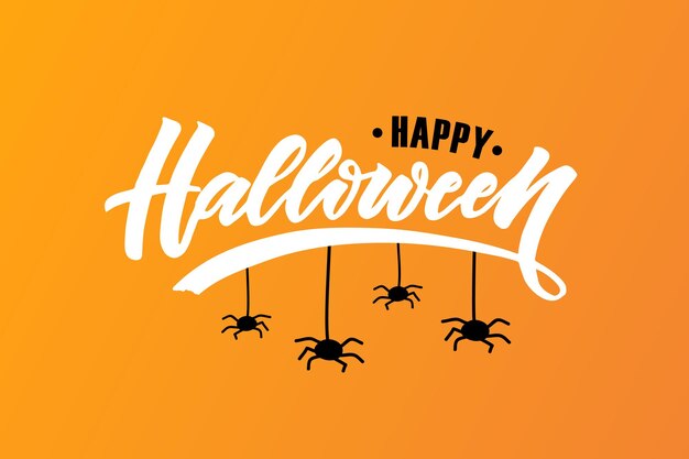 Dibujado a mano letras Feliz Halloween en plantilla de fondo con textura para banner de fiesta