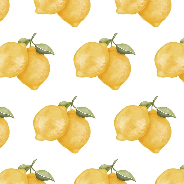 Dibujado a mano limones acuarela de patrones sin fisuras
