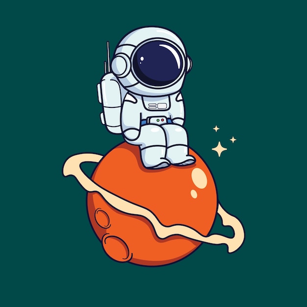 Dibujado a mano linda ilustración de astronauta