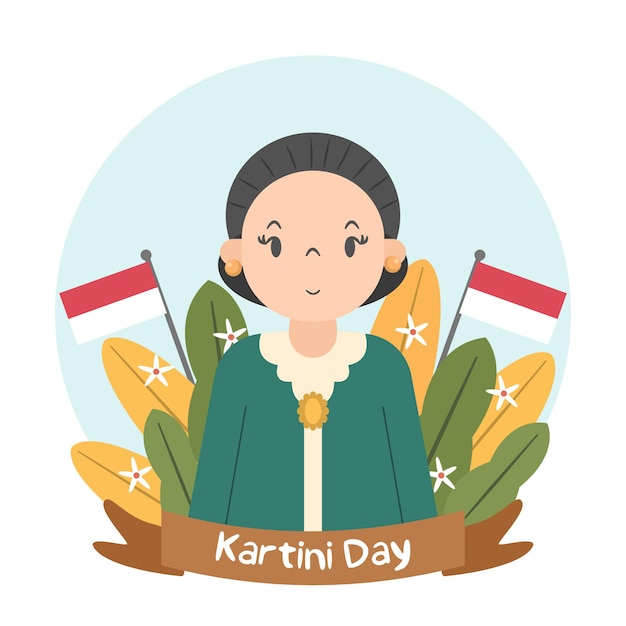 Dibujado a mano lindo día de kartini ilustración