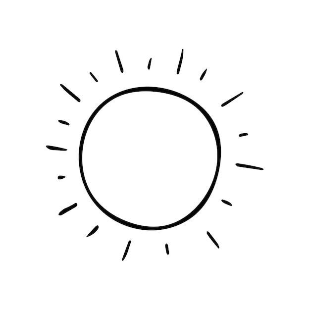 Dibujado a mano lindo doodle sol Vector verano clipart Esquema