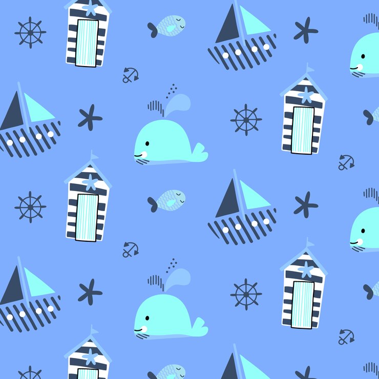 Dibujado a mano lindo fondo de ballena