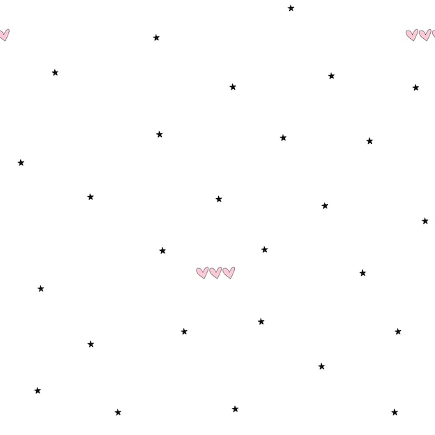 Vector dibujado a mano lindo fondo transparente de moda con nubes corazón estrella