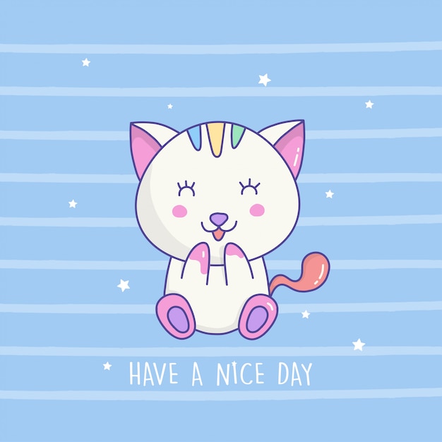 Dibujado a mano lindo gato dibujos animados