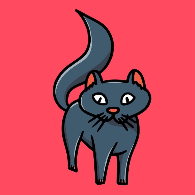 Vector dibujado a mano lindo gato negro ilustración