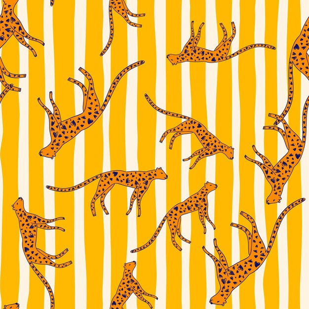 Dibujado a mano lindo leopardo de patrones sin fisuras doodle cheetah interminable fondo de pantalla