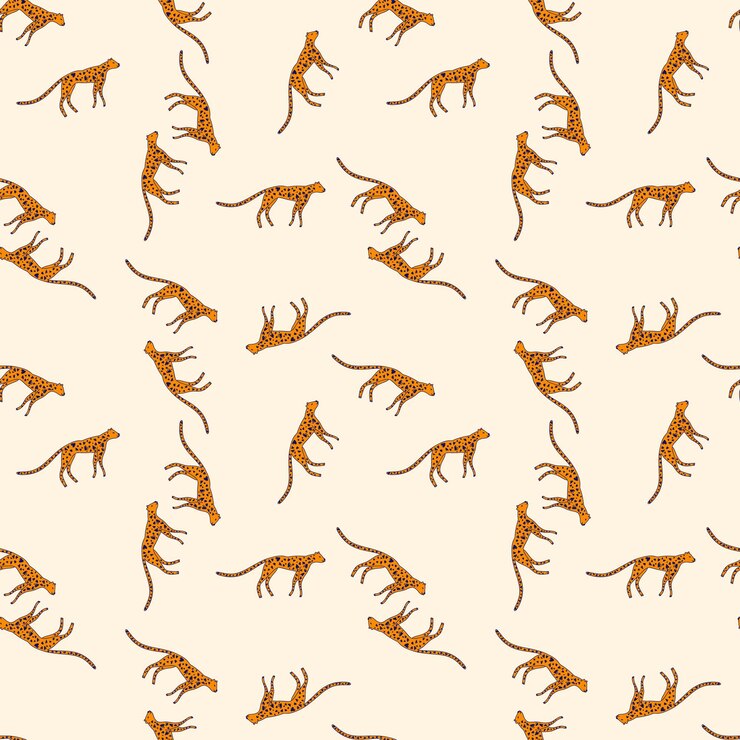 Vector dibujado a mano lindo leopardo de patrones sin fisuras doodle cheetah interminable fondo de pantalla