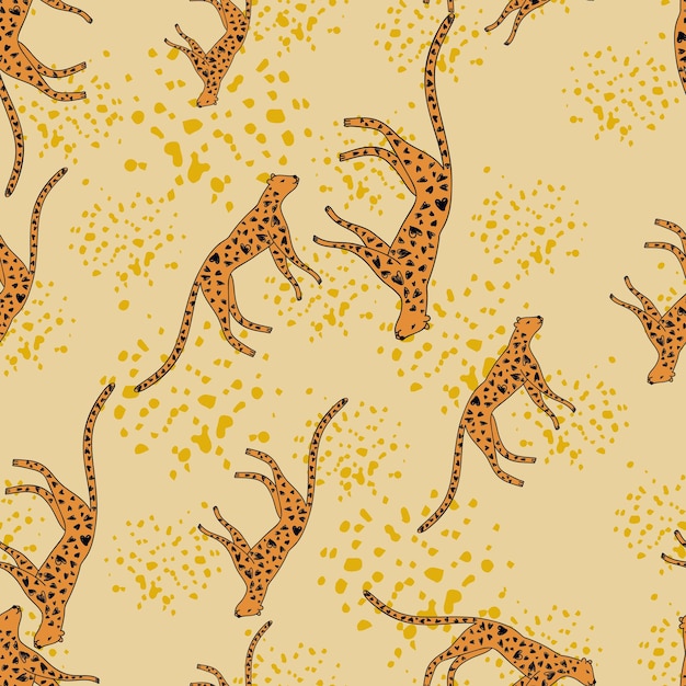 Dibujado a mano lindo leopardo de patrones sin fisuras Doodle cheetah interminable fondo de pantalla