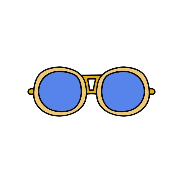 Dibujado a mano lindo y moderno clipart vectorial de gafas de sol para el verano contra el sol brillante ultravioleta