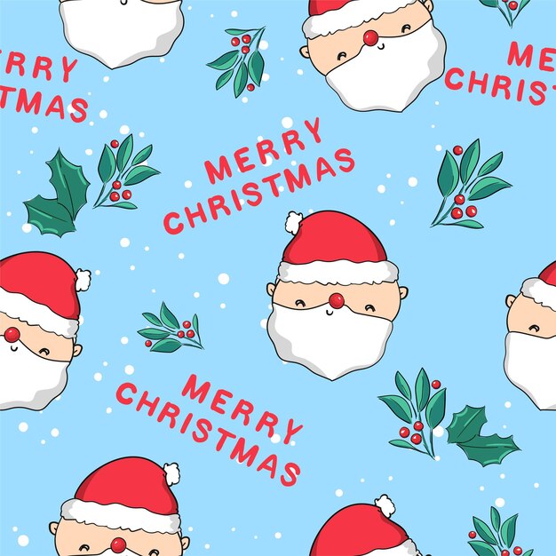 Dibujado a mano lindo Papá Noel decoración de Navidad de patrones sin fisuras ilustración vectorial