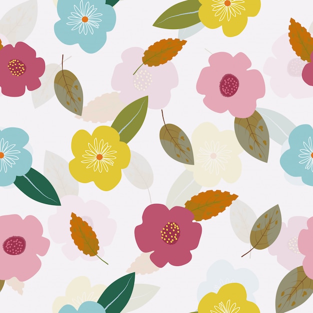 Dibujado a mano lindo patrón floral vintage fondo transparente