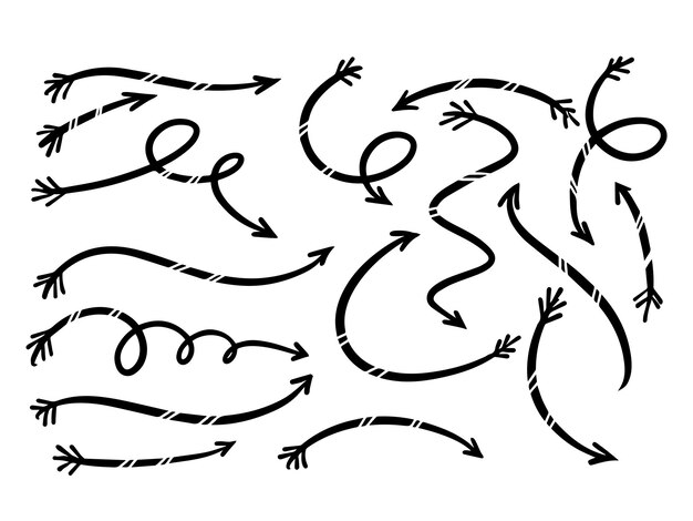 Dibujado a mano línea arte doodle estilo vector flecha colección