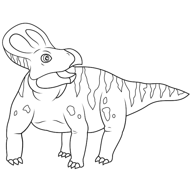 Dibujado a mano de la línea de arte protoceratops