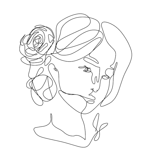 dibujado a mano una línea mujer ilustración de arte