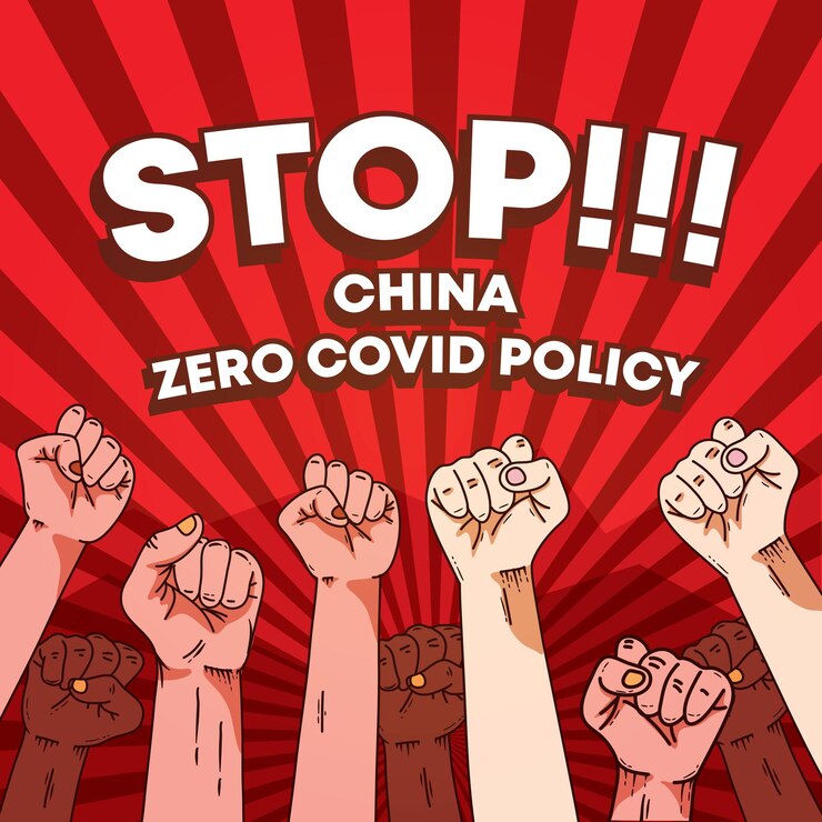 Dibujado a mano mano puño arriba china protesta ilustración