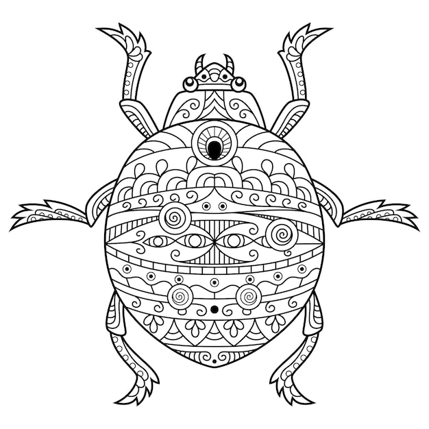 Vector dibujado a mano de mariquita en estilo zentangle